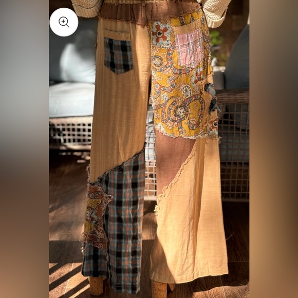 Blue Velvet Patchwork Wide Leg Pants, Various Sizes NWT - Picture 2 of 6